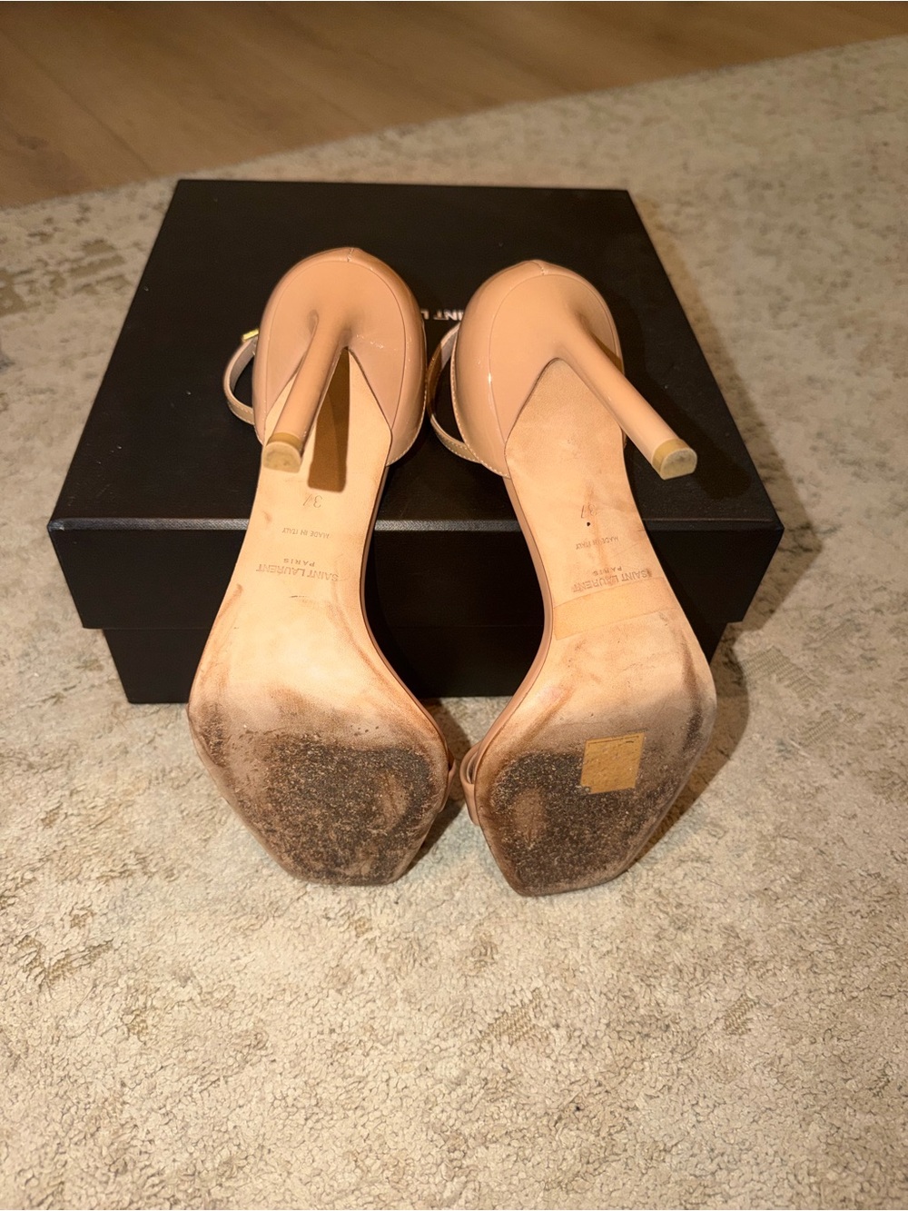 Saint Laurent Vernice Chiffon Sandals in Nude - Picture 3 of 3